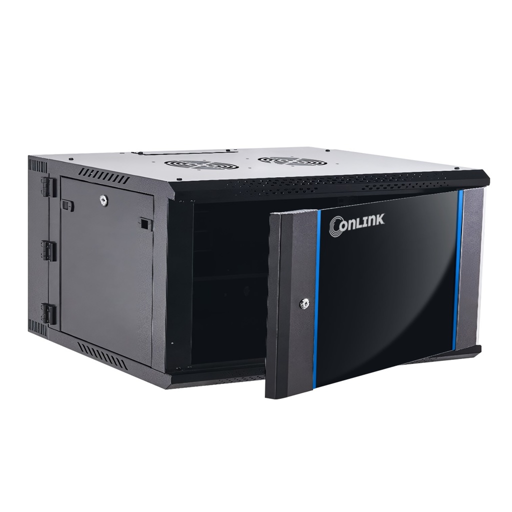 Rack de Pared Cerrado Abatible 4U 600x550x280mm con Puerta de Vidrio ...